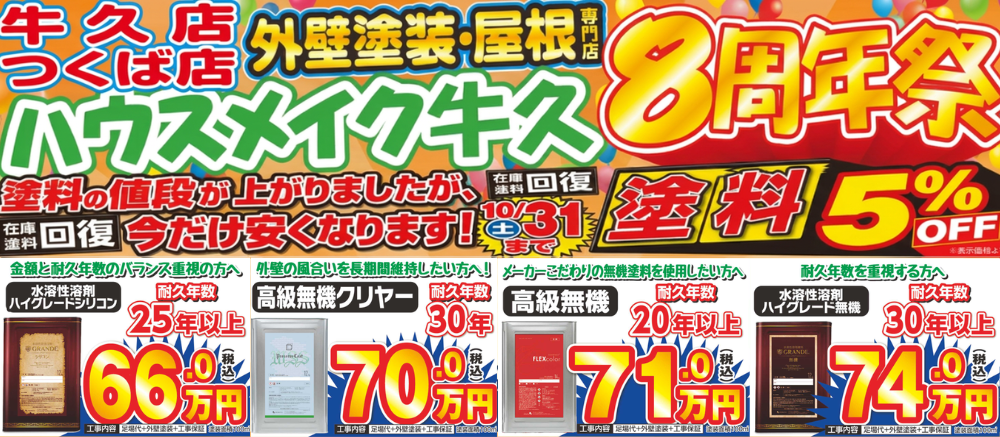 8周年祭 塗料5%OFF